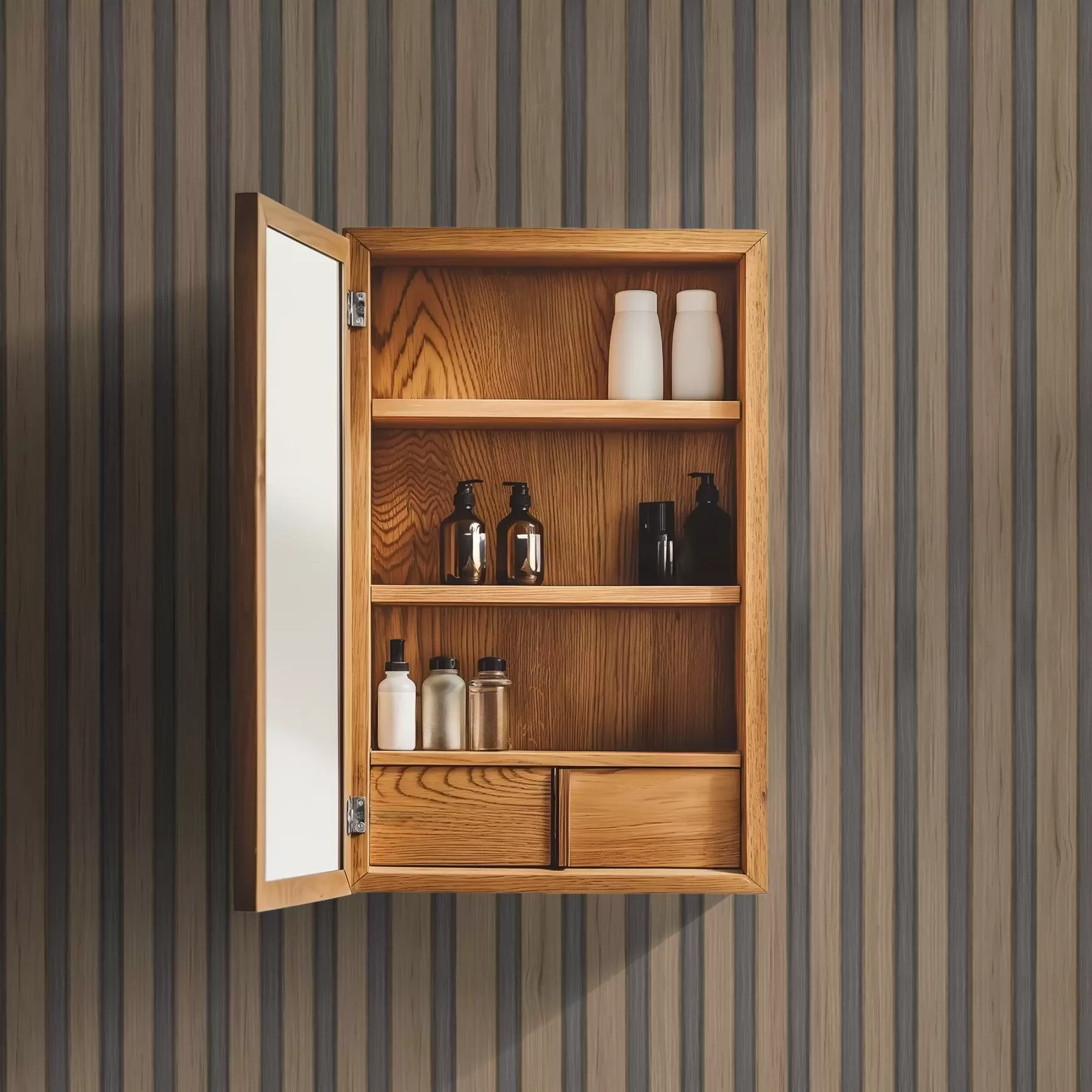 carta da parati Lamelle verticali in legno con inserti grigio scuro nr. a00991