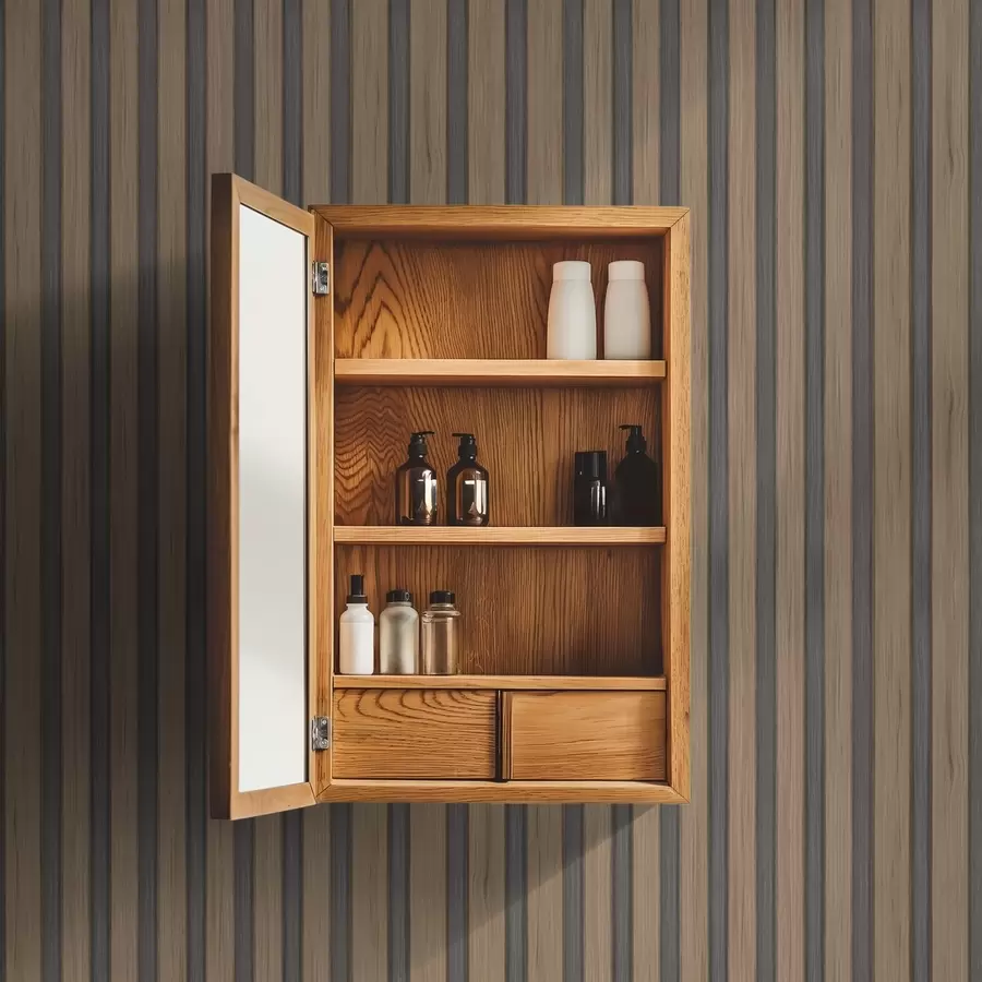 carta da parati Lamelle verticali in legno con inserti grigio scuro nr. a00991