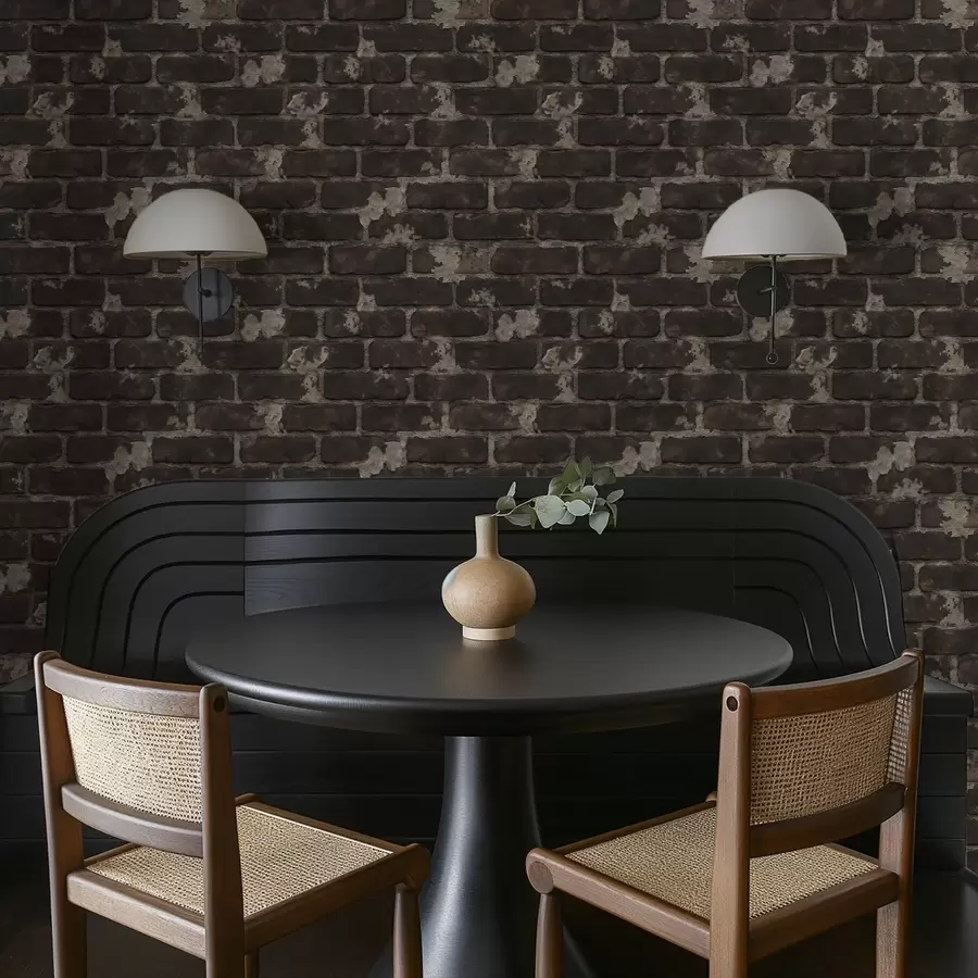 carta da parati Muro di mattoni vecchi e scuriti con macchie consumate nr. a01030