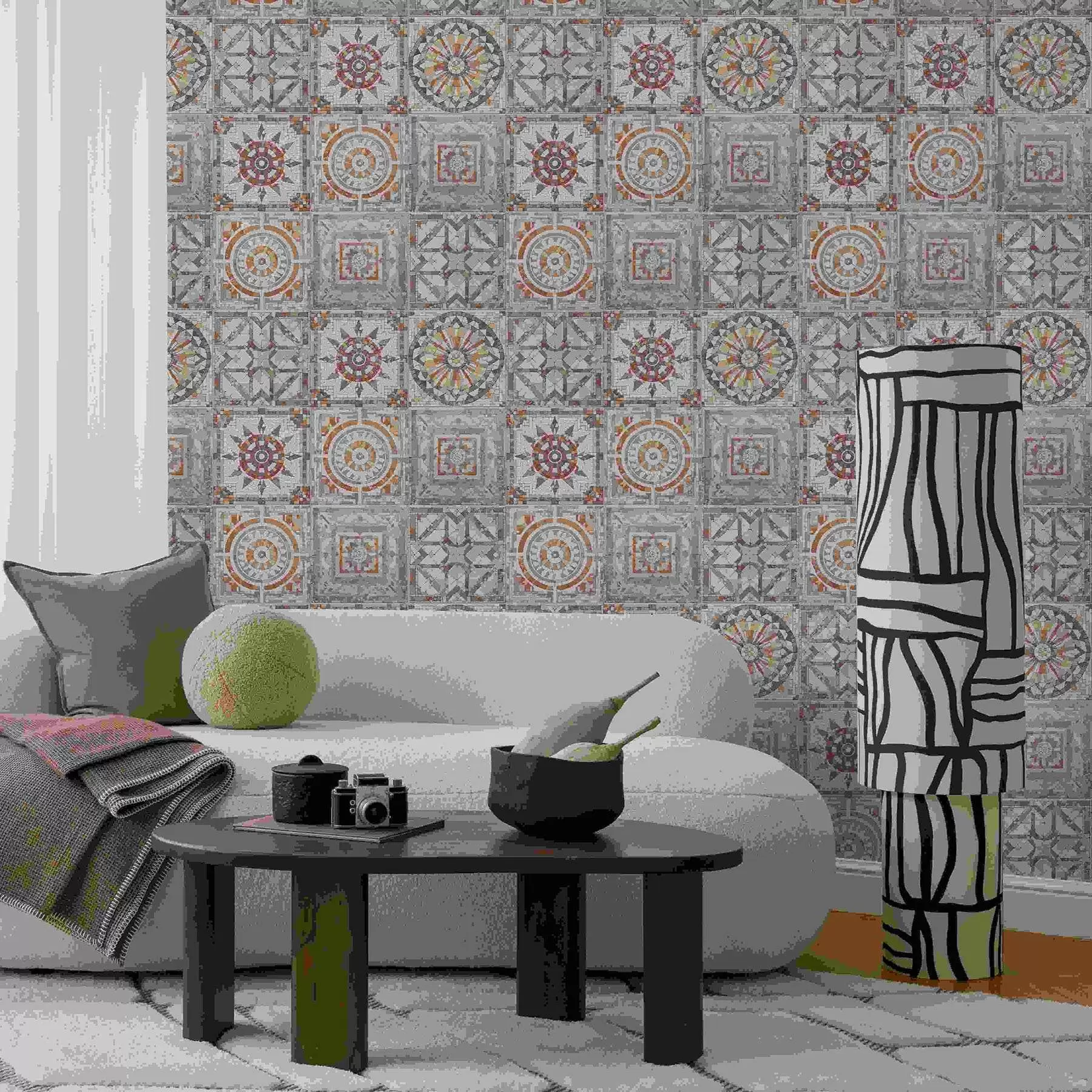 carta da parati Antichi medaglioni in mosaico di pietra con dettagli consumati nr. a01042