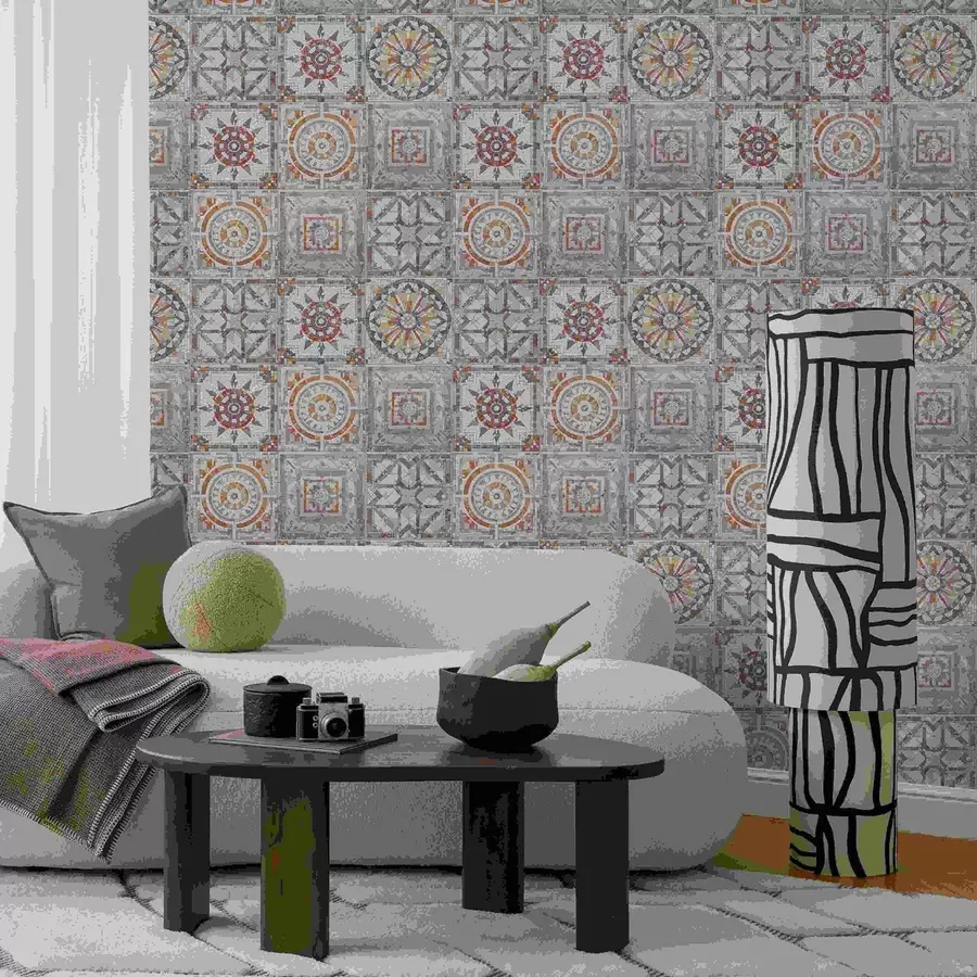 carta da parati Antichi medaglioni in mosaico di pietra con dettagli consumati nr. a01042