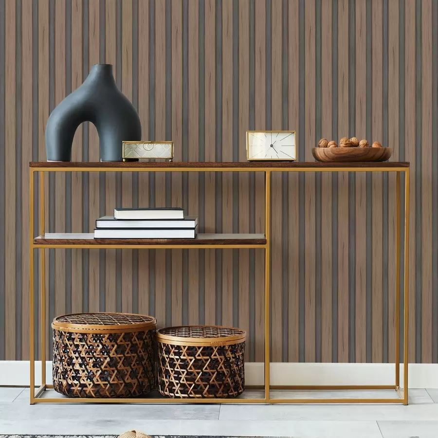 carta da parati Doghe verticali in legno con inserti scuri nr. a01054