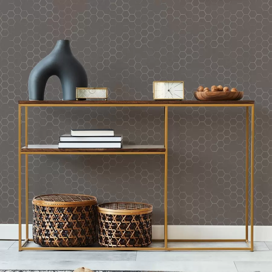 carta da parati Motivo esagonale fitto in morbide tonalità di grigio nr. a01060v2