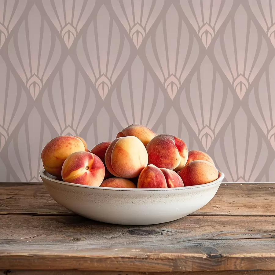 carta da parati Beige cipria Art Déco con morbidi ventagli nr. a01064v1