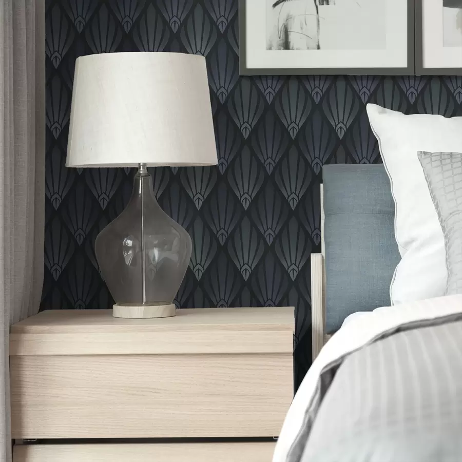 carta da parati Art Déco blu-grigio freddo con forme a ventaglio nr. a01064v3