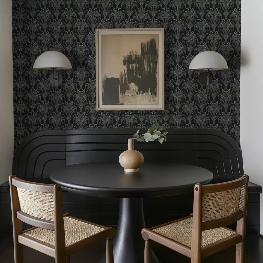 carta da parati Ornamento Art Déco scuro con piante stilizzate nr. a01065