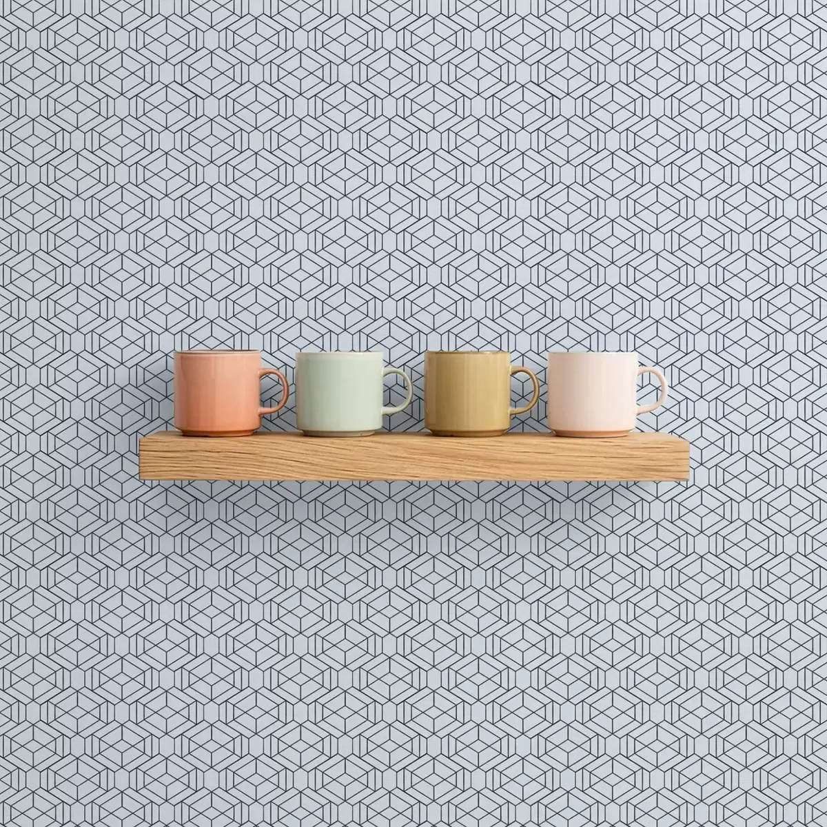 Carta da parati Motivo geometrico a cubi azzurri a01066