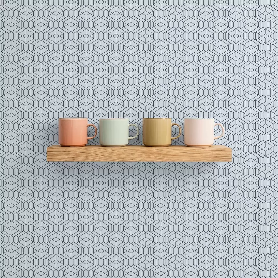 carta da parati Motivo geometrico a cubi azzurri nr. a01066