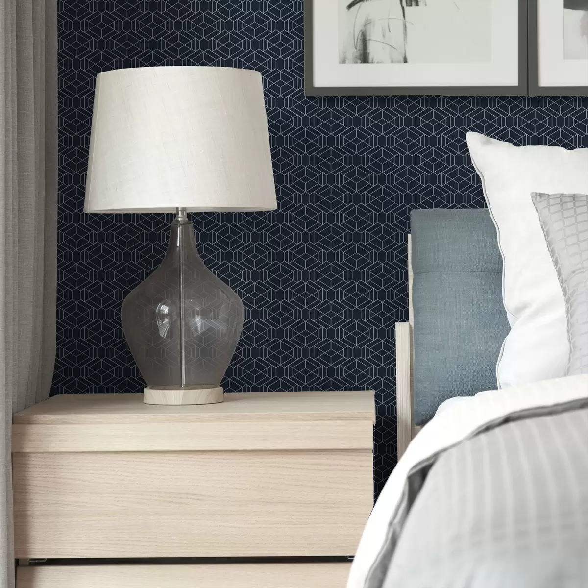 Carta da parati Rete geometrica blu scuro di cubi a01066v1