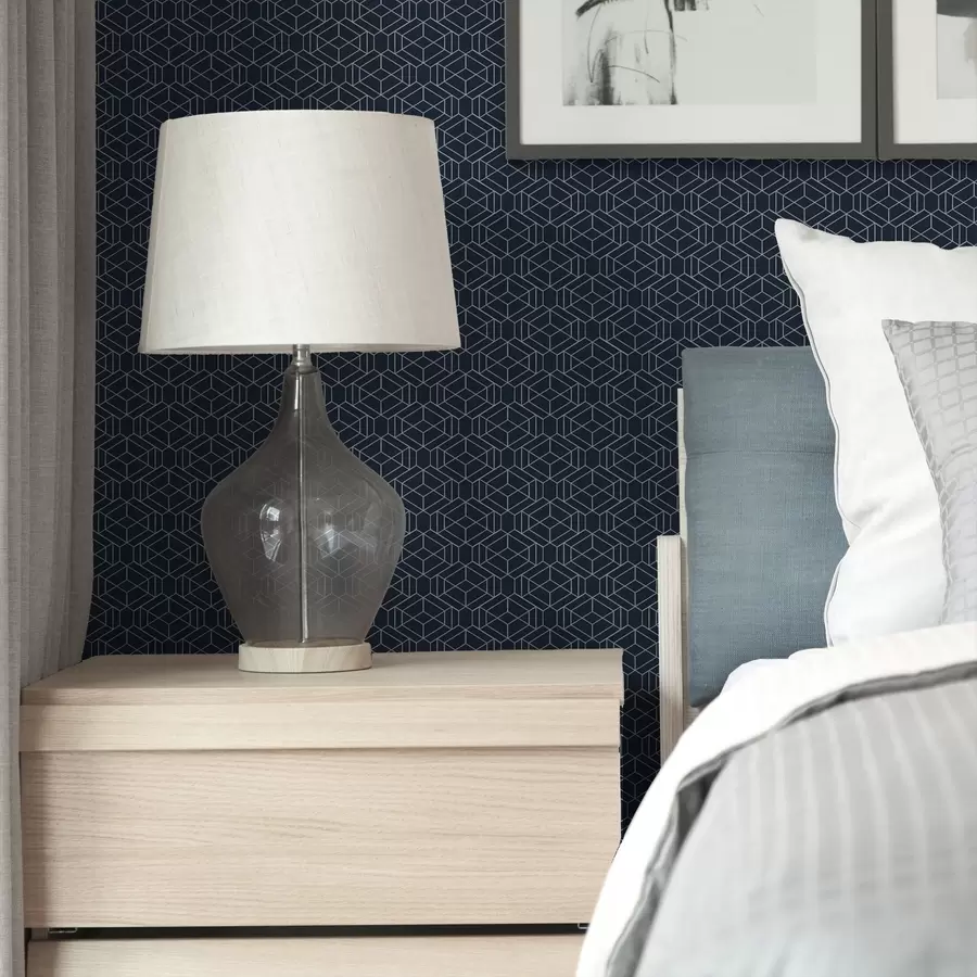 carta da parati Rete geometrica blu scuro di cubi nr. a01066v1