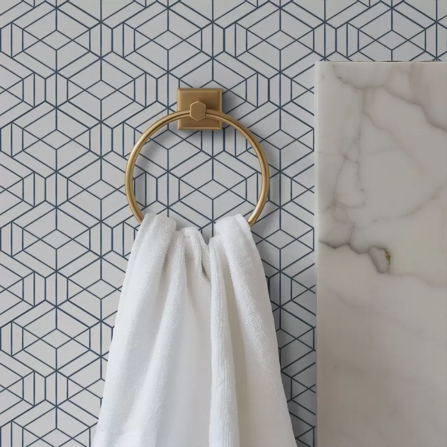 carta da parati Sfondo bianco con cubi geometrici tridimensionali blu nr. a01067