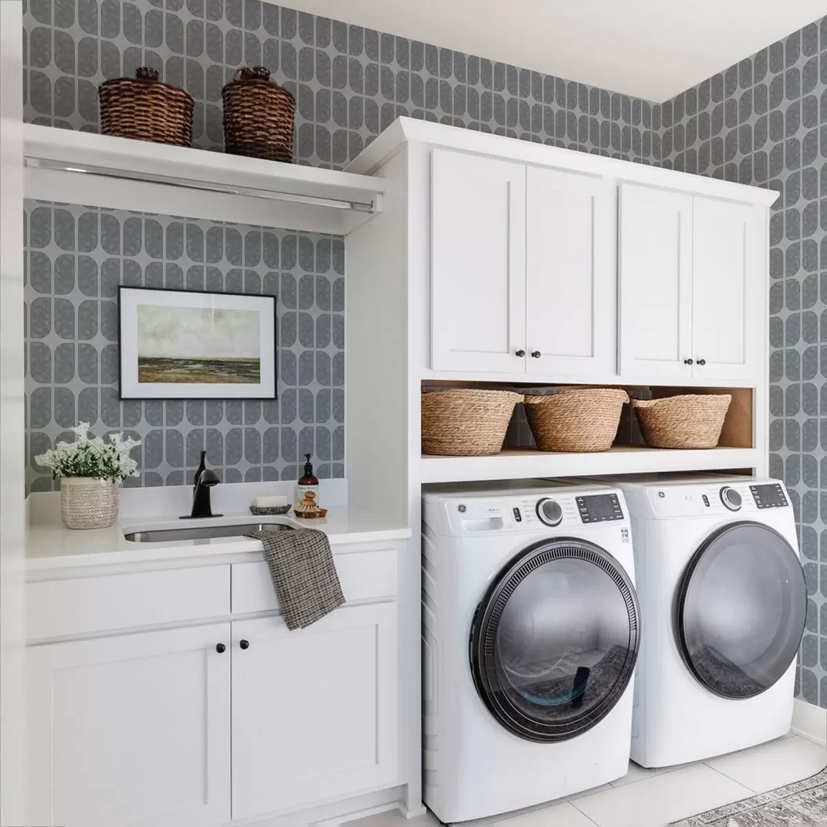 Carta da parati Mosaico grigio con archi rettangolari e texture morbida a01068