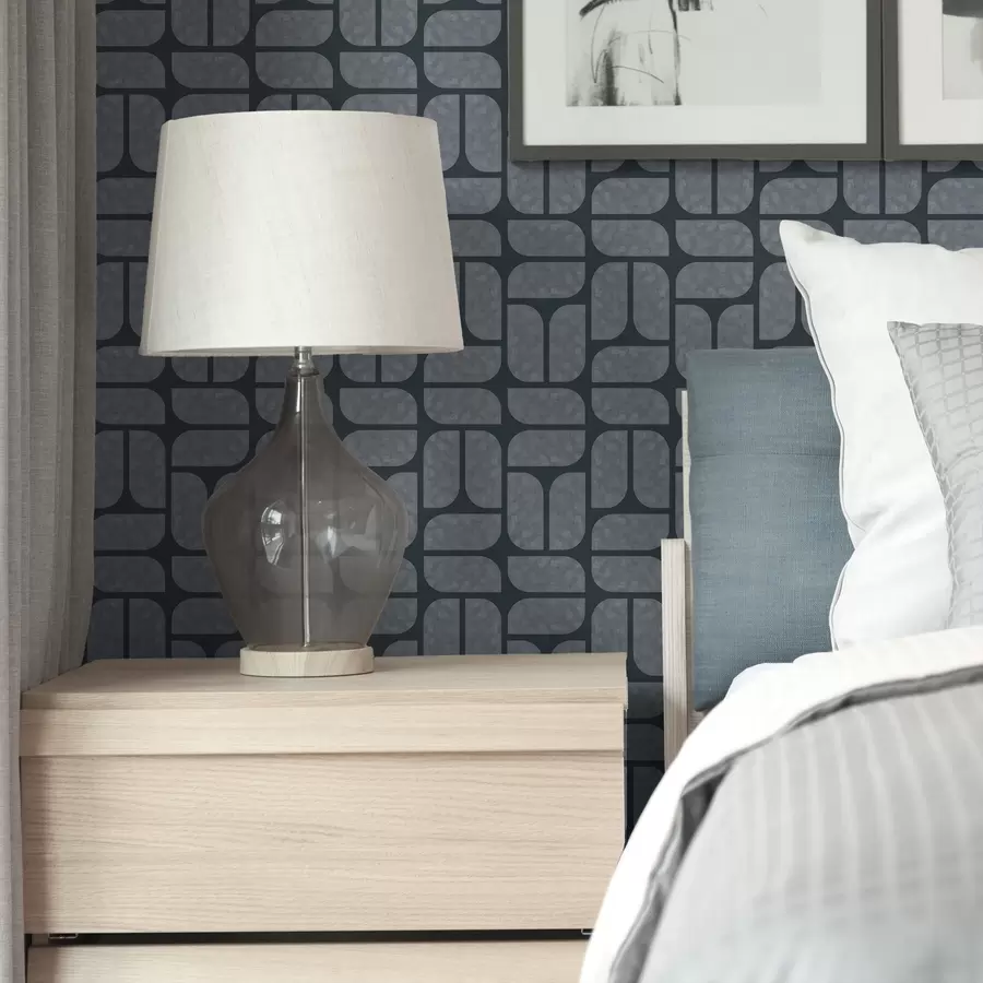 carta da parati Sfondo scuro con mosaico grigio di moduli arrotondati nr. a01069v1