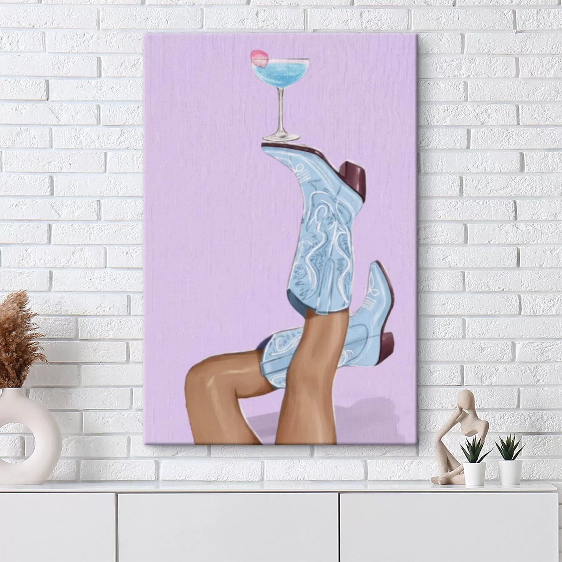 carta da parati Stivali blu con un bicchiere nr. s46845