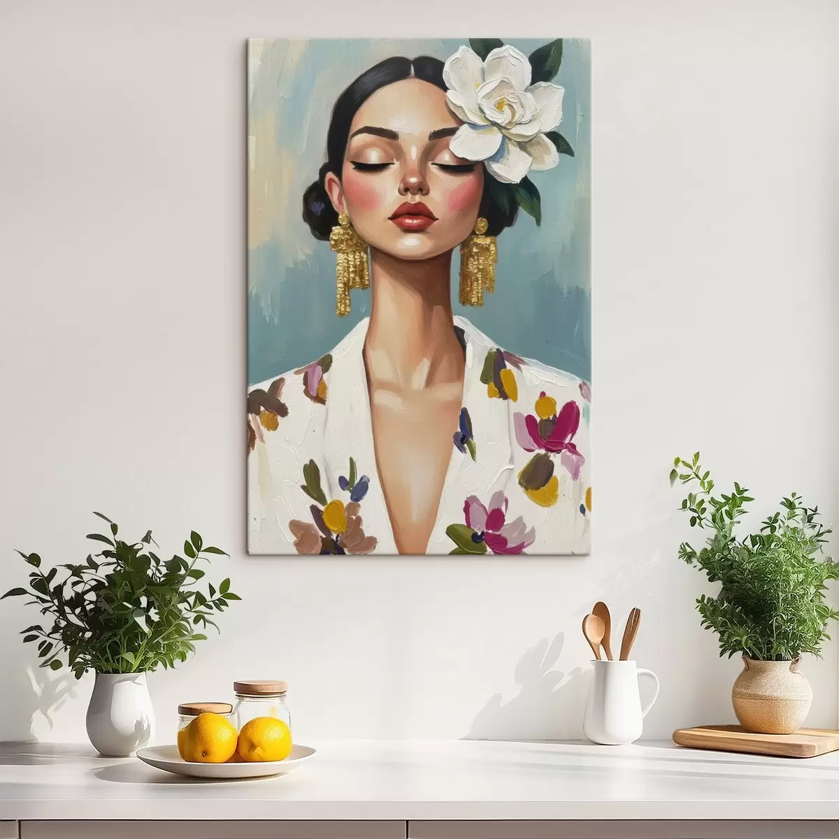 carta da parati Ragazza con un fiore tra i capelli nr. s46852