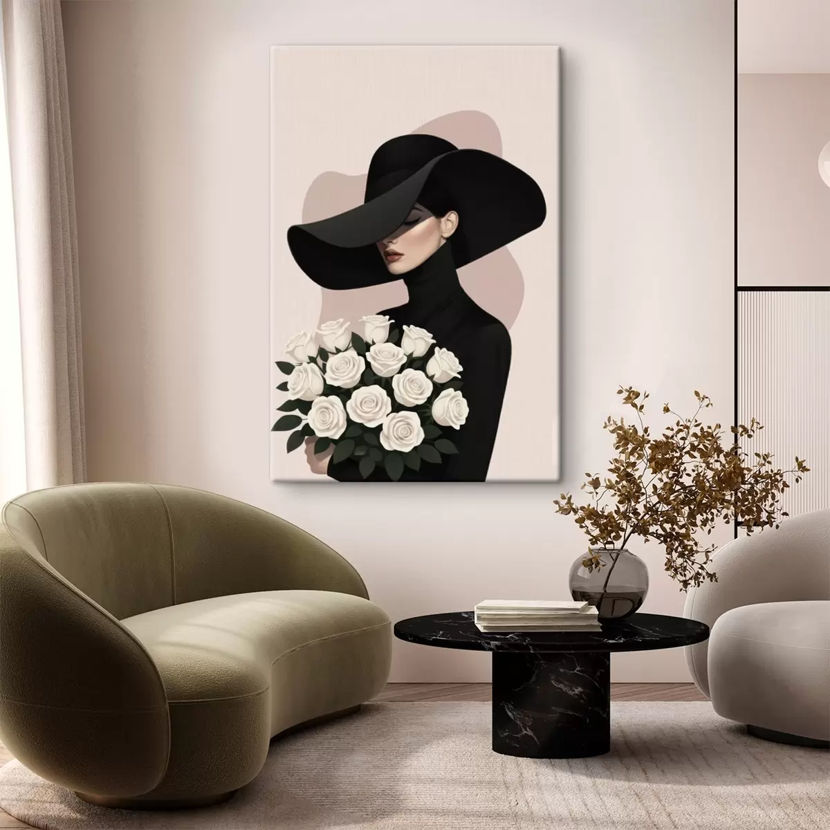 carta da parati Ragazza con un mazzo di rose nr. s46854