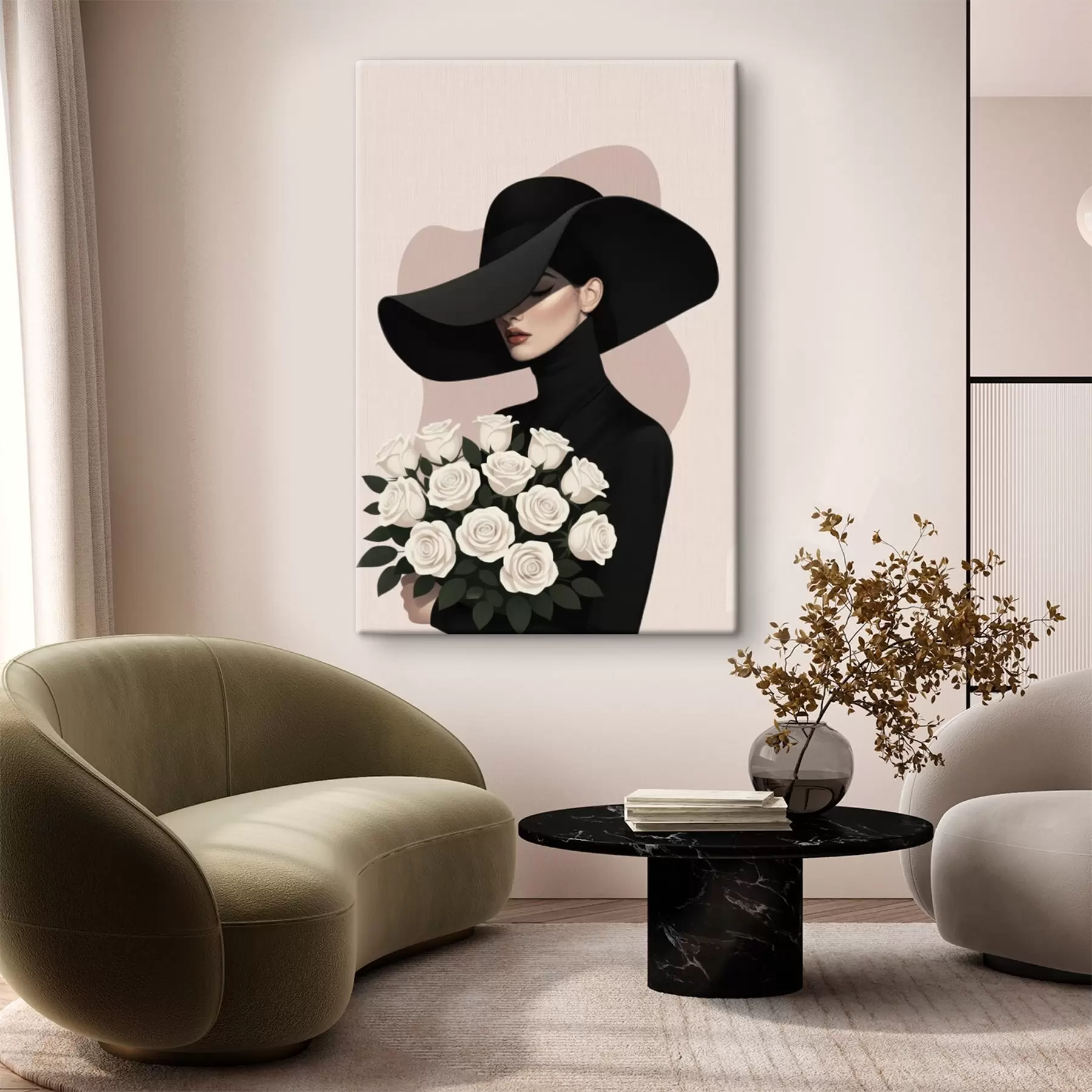 carta da parati Ragazza con un mazzo di rose nr. s46854