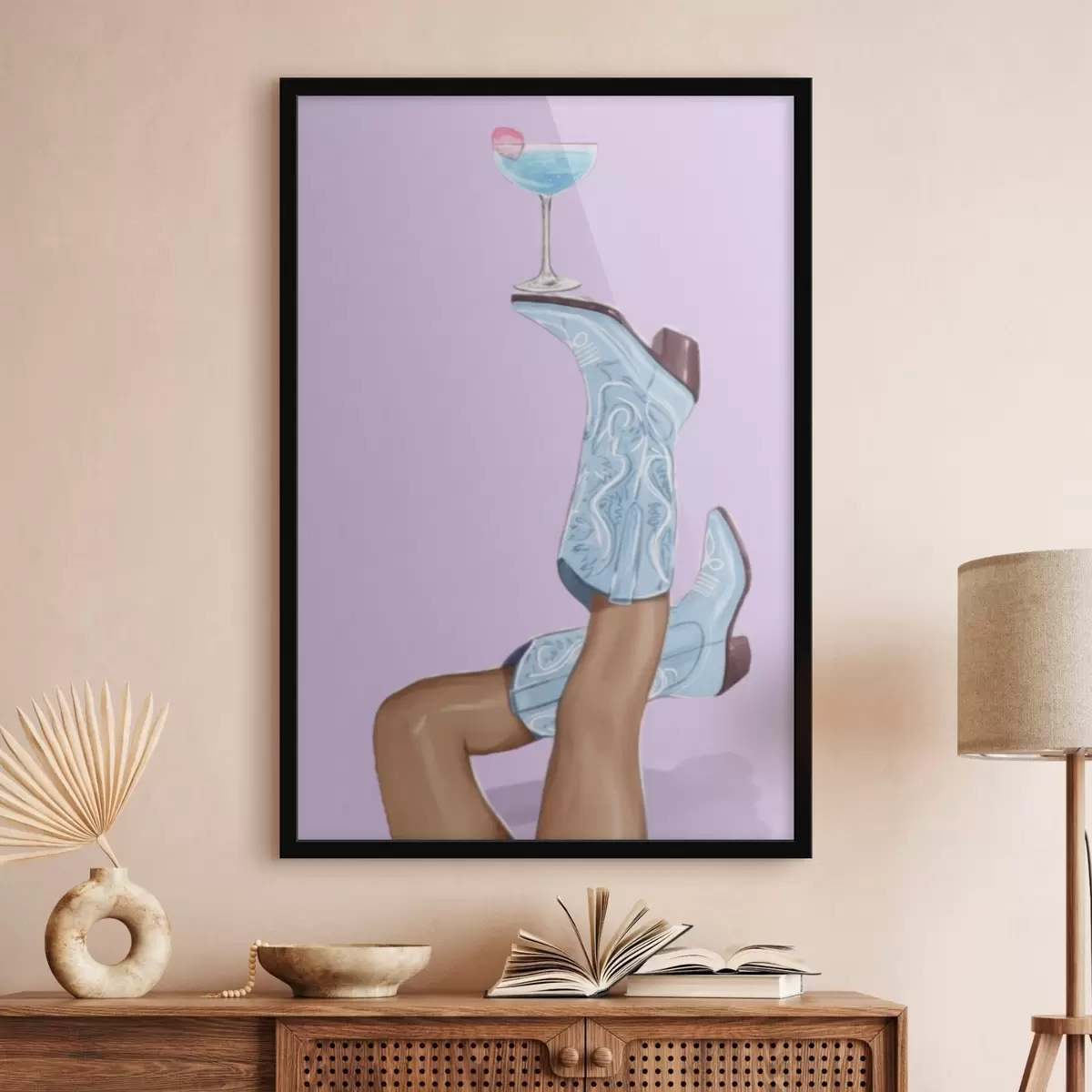 Poster Stivali blu con un bicchiere f46845