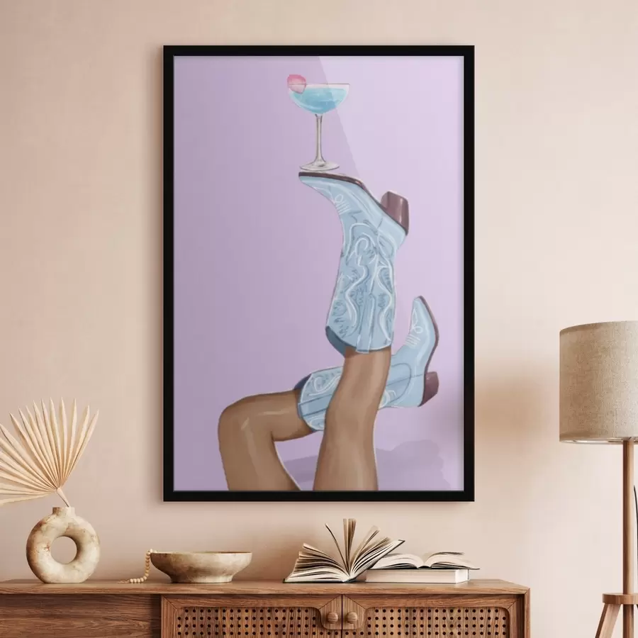 carta da parati Stivali blu con un bicchiere nr. f46845