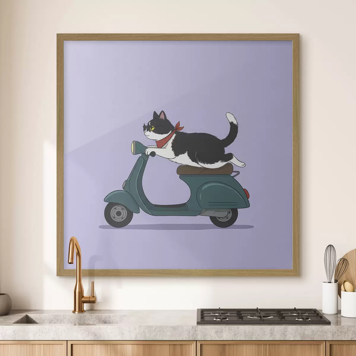 Poster Gatto su un motorino f46847