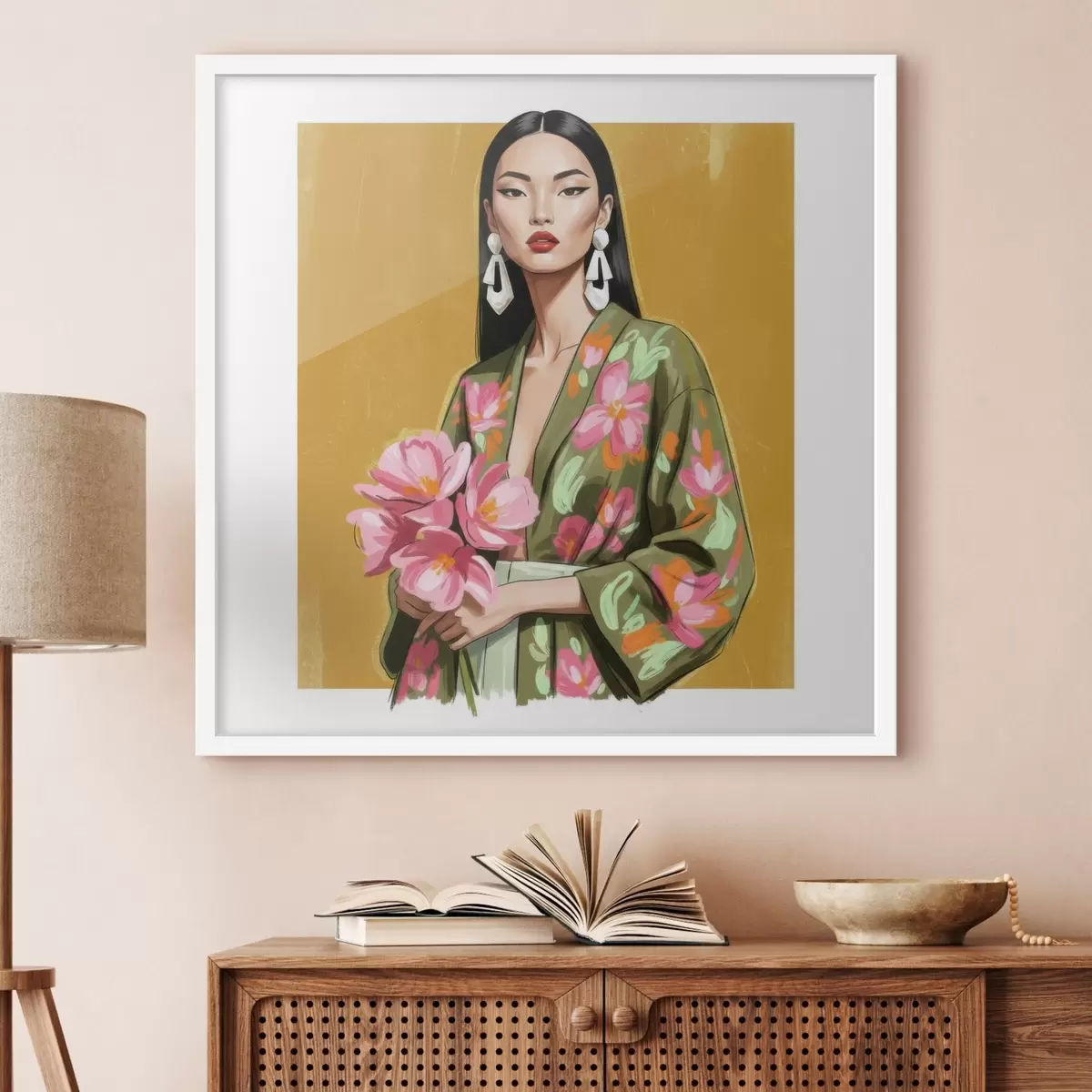 Poster Ragazza con un mazzo di fiori f46850