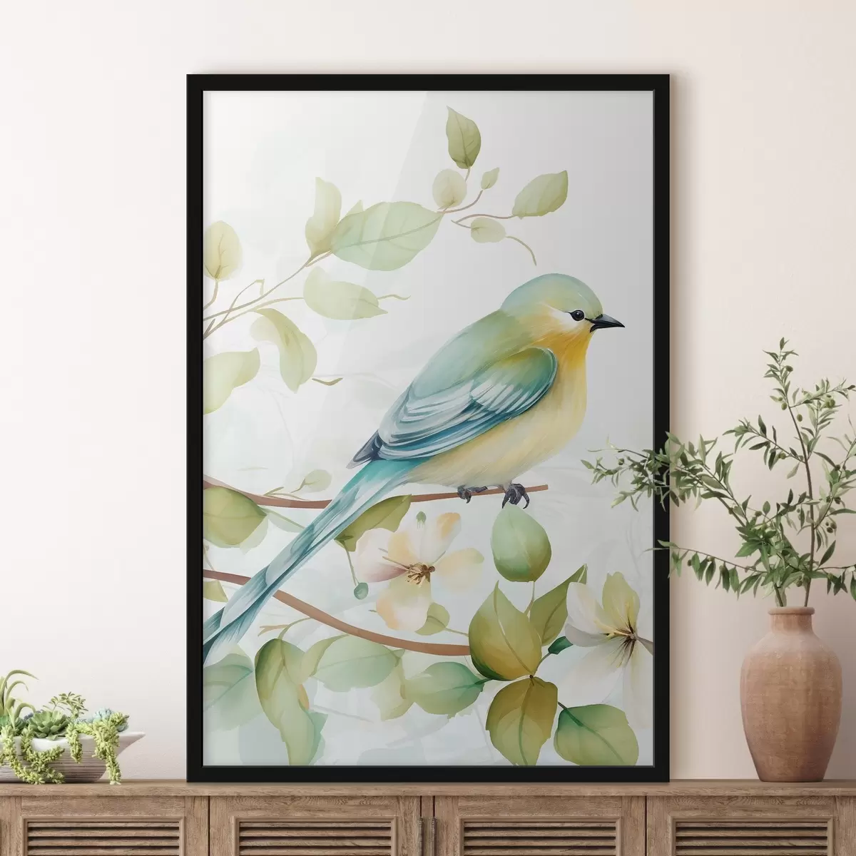 Poster Cinciallegra su un ramo f46891