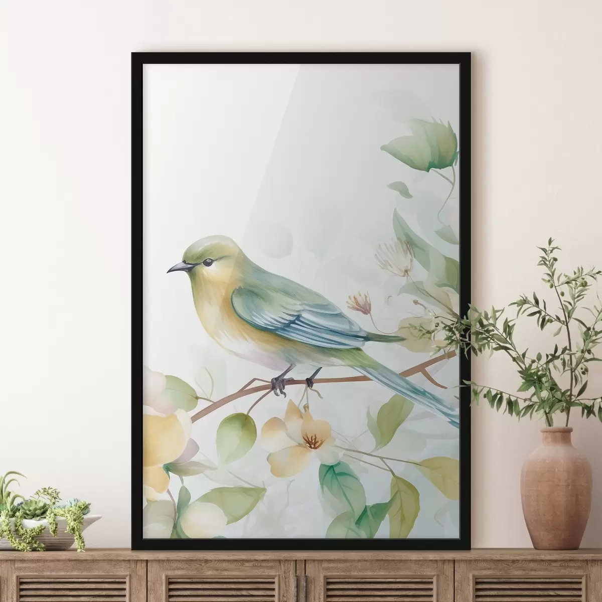 Poster Cincia su un ramo, acquerello imitazione f46892