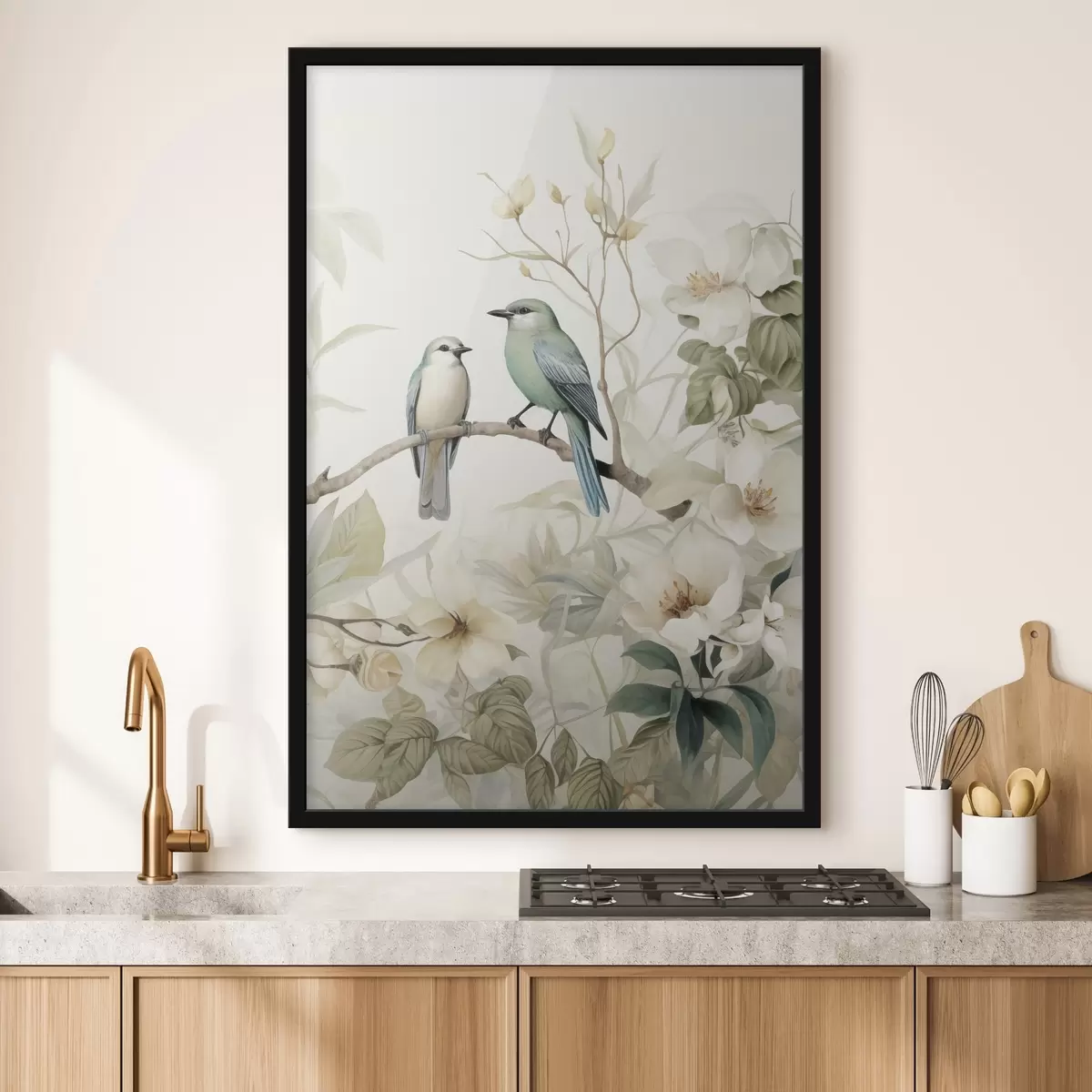 Poster Due uccelli sui rami di gelsomino f46896