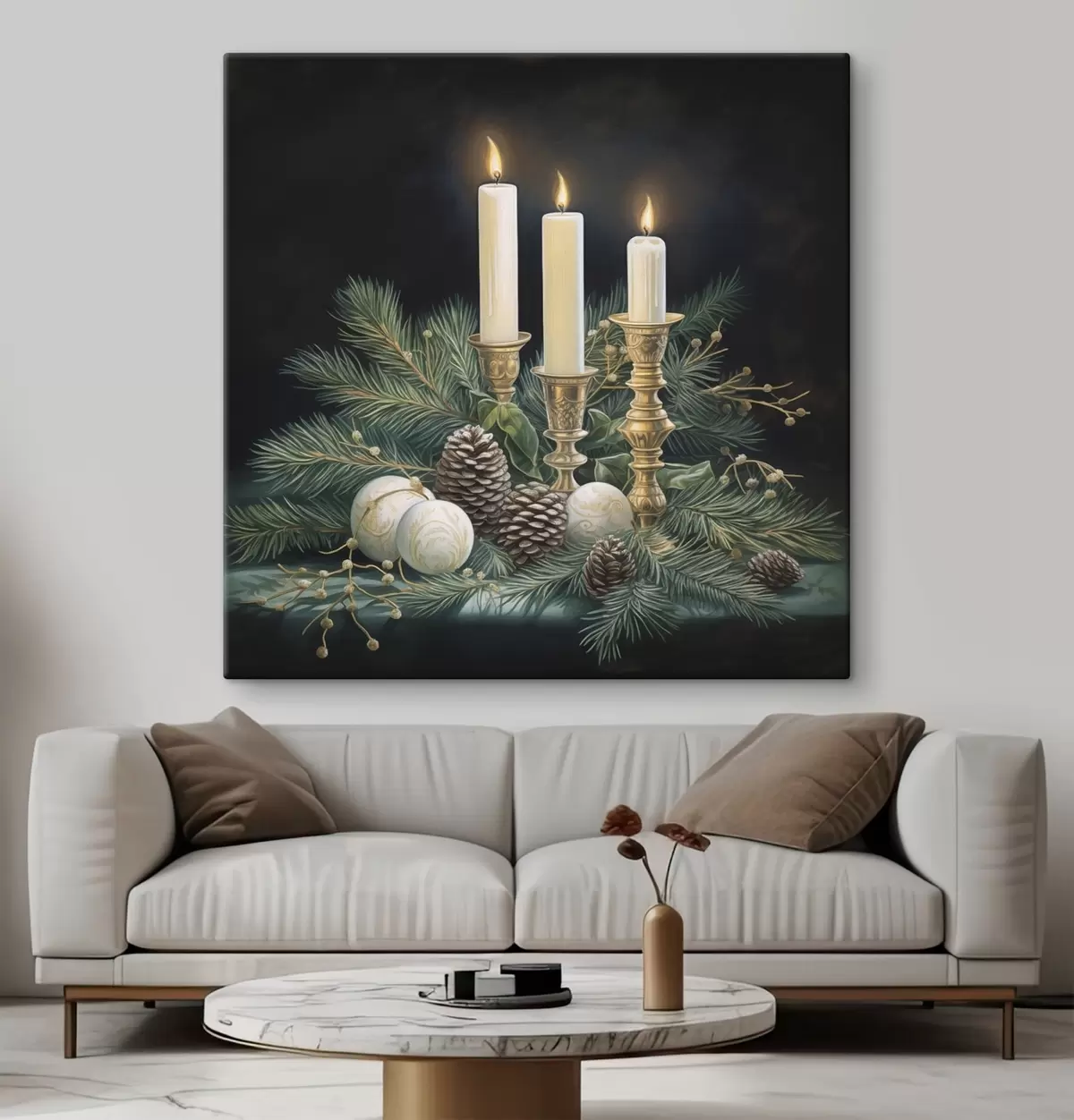 carta da parati Composizione di Capodanno, abete e candele nr. s46963