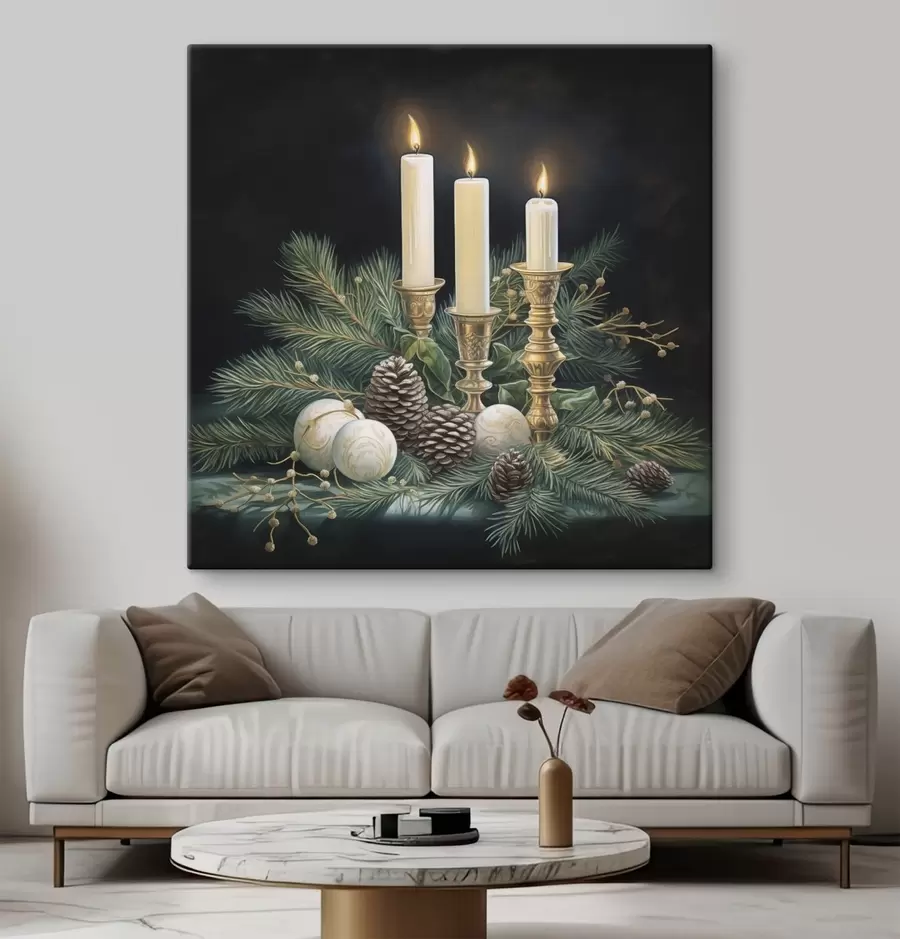 carta da parati Composizione di Capodanno, abete e candele nr. s46963