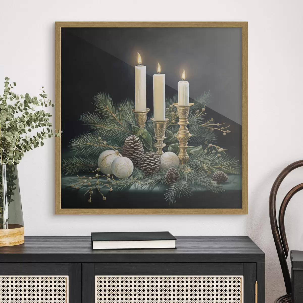 Poster Composizione di Capodanno, abete e candele f46963