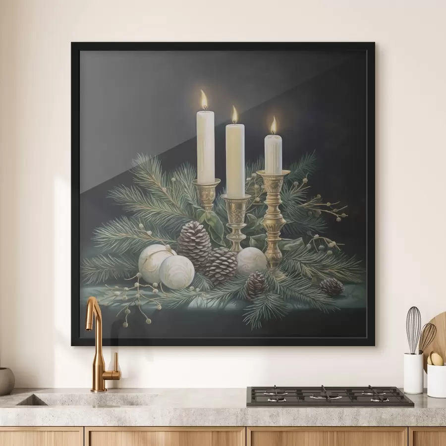 carta da parati Composizione di Capodanno, abete e candele nr. f46963