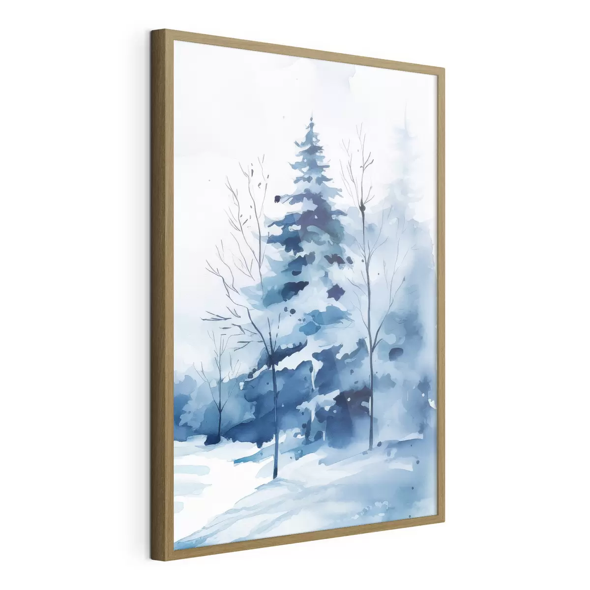 Poster Abete in una foresta invernale, acquerello artificiale f46964