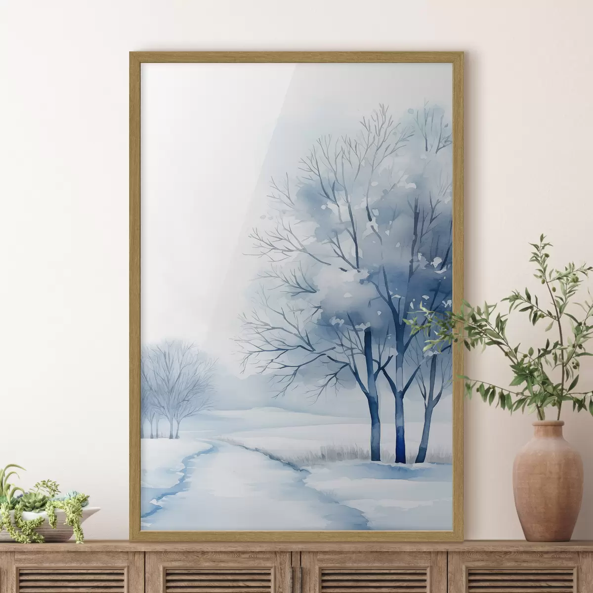 Poster Alberi in un giardino invernale f46967