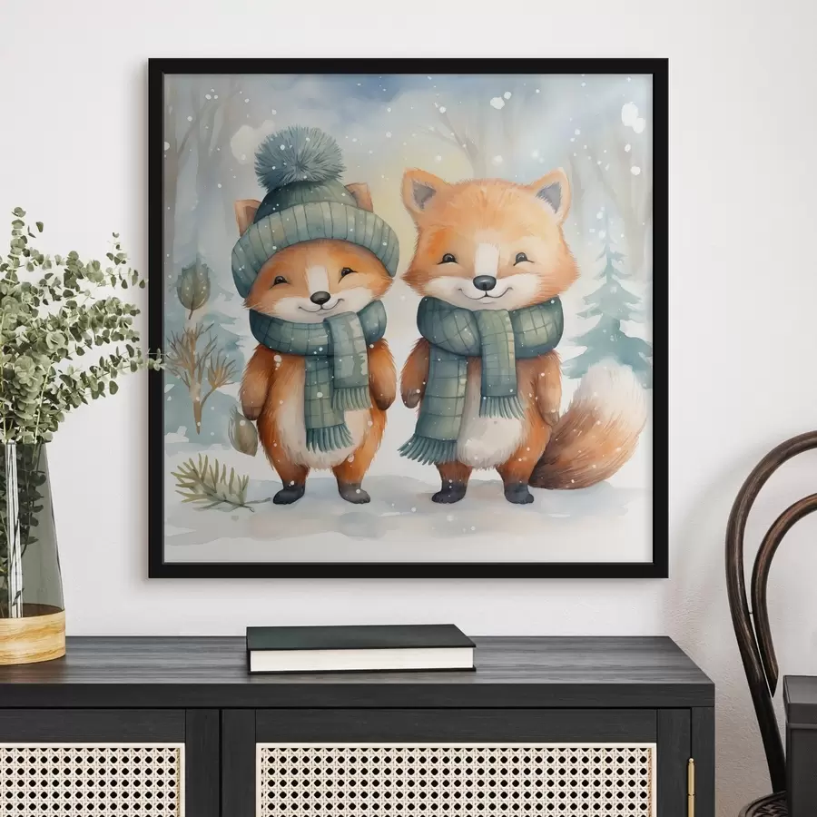 carta da parati Due piccole volpi, acquerello artificiale nr. f46969