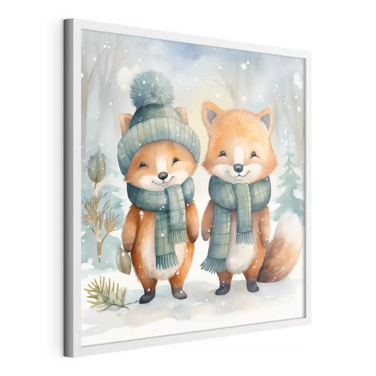 Poster Due piccole volpi, acquerello artificiale f46969