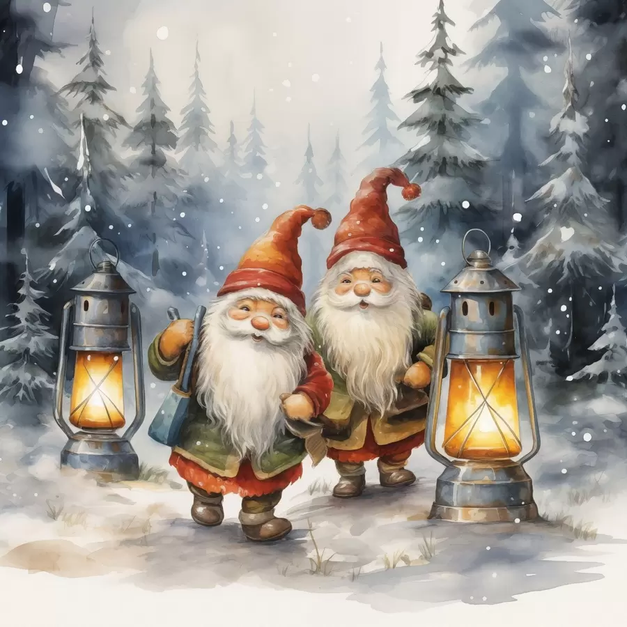 carta da parati Gnomi di Capodanno, imitazione acquerello nr. f46970