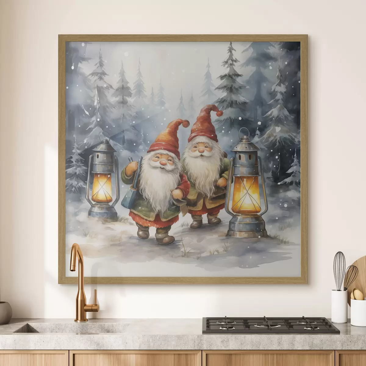 Poster Gnomi di Capodanno, imitazione acquerello f46970