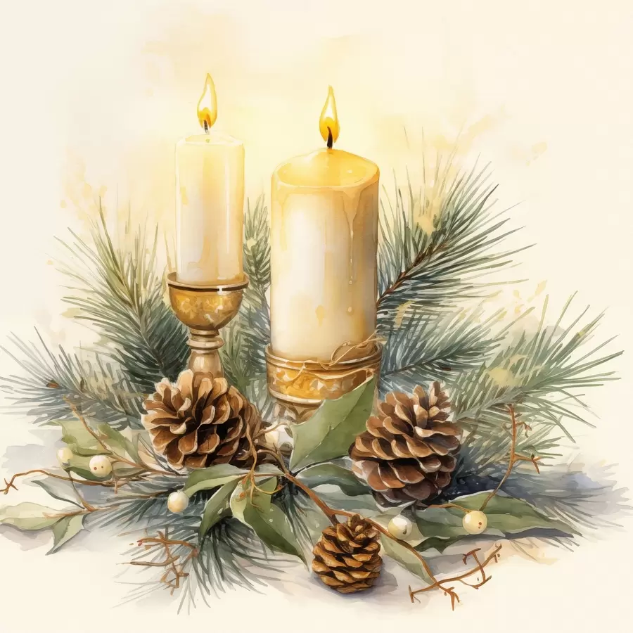 carta da parati Composizione, Capodanno, Abete e candele nr. f46971