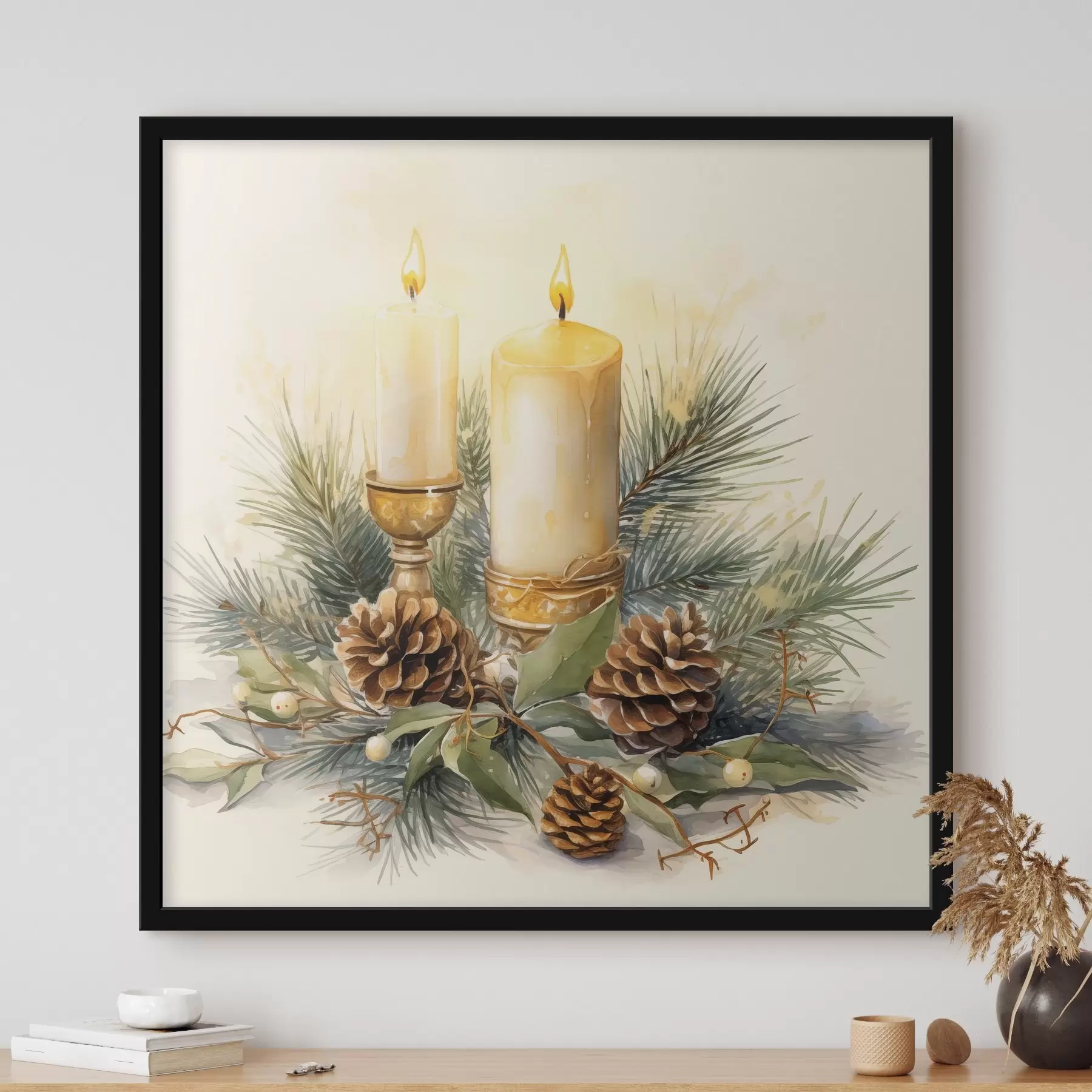 carta da parati Composizione, Capodanno, Abete e candele nr. f46971