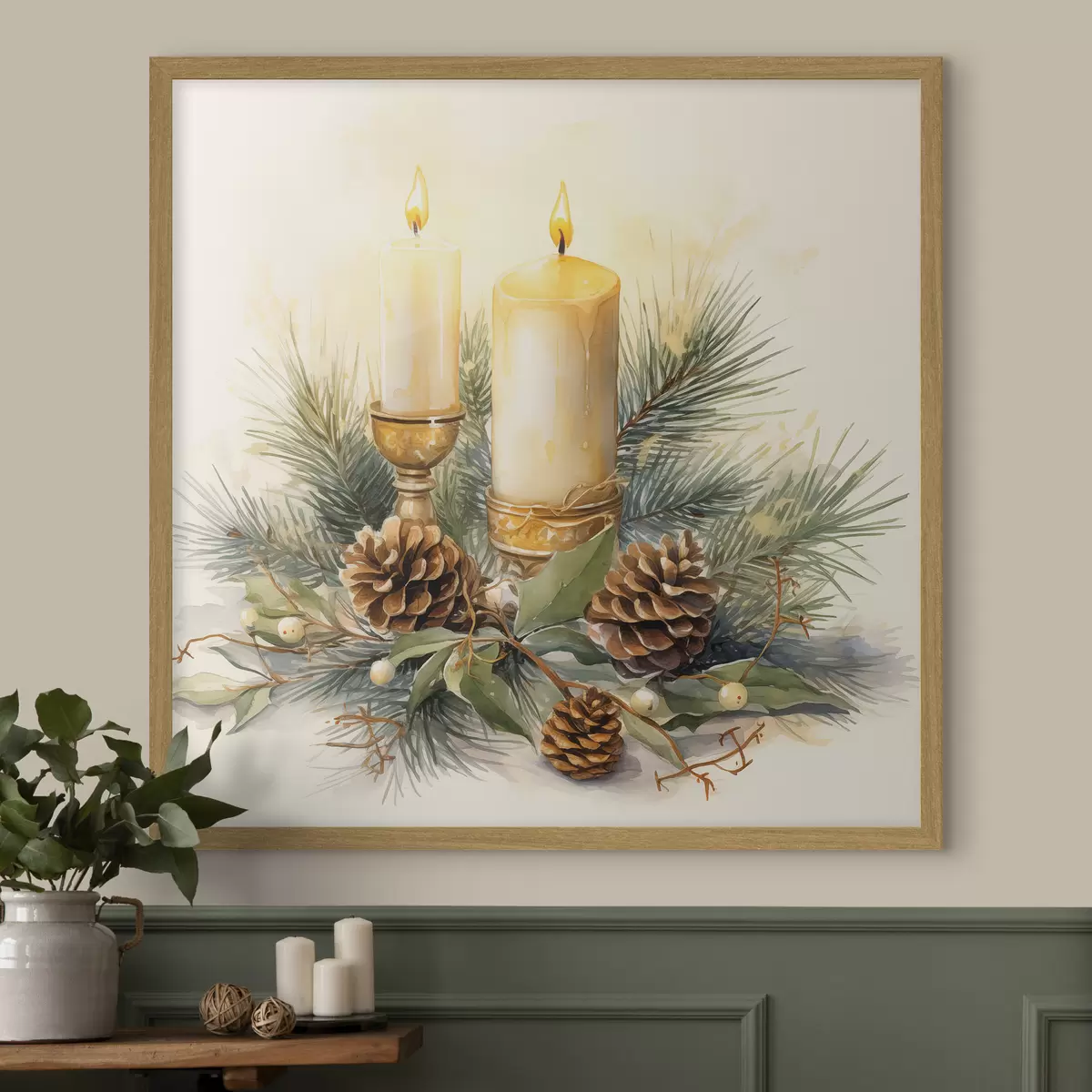 Poster Composizione, Capodanno, Abete e candele f46971