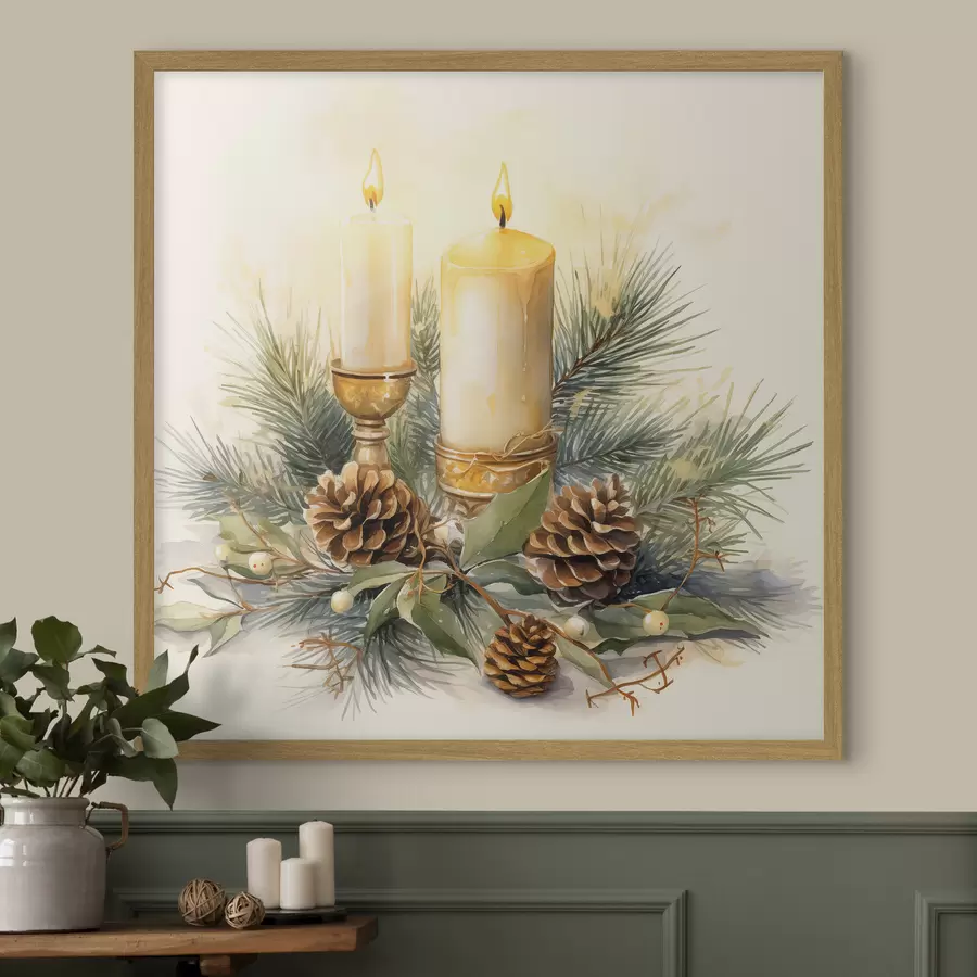 carta da parati Composizione, Capodanno, Abete e candele nr. f46971