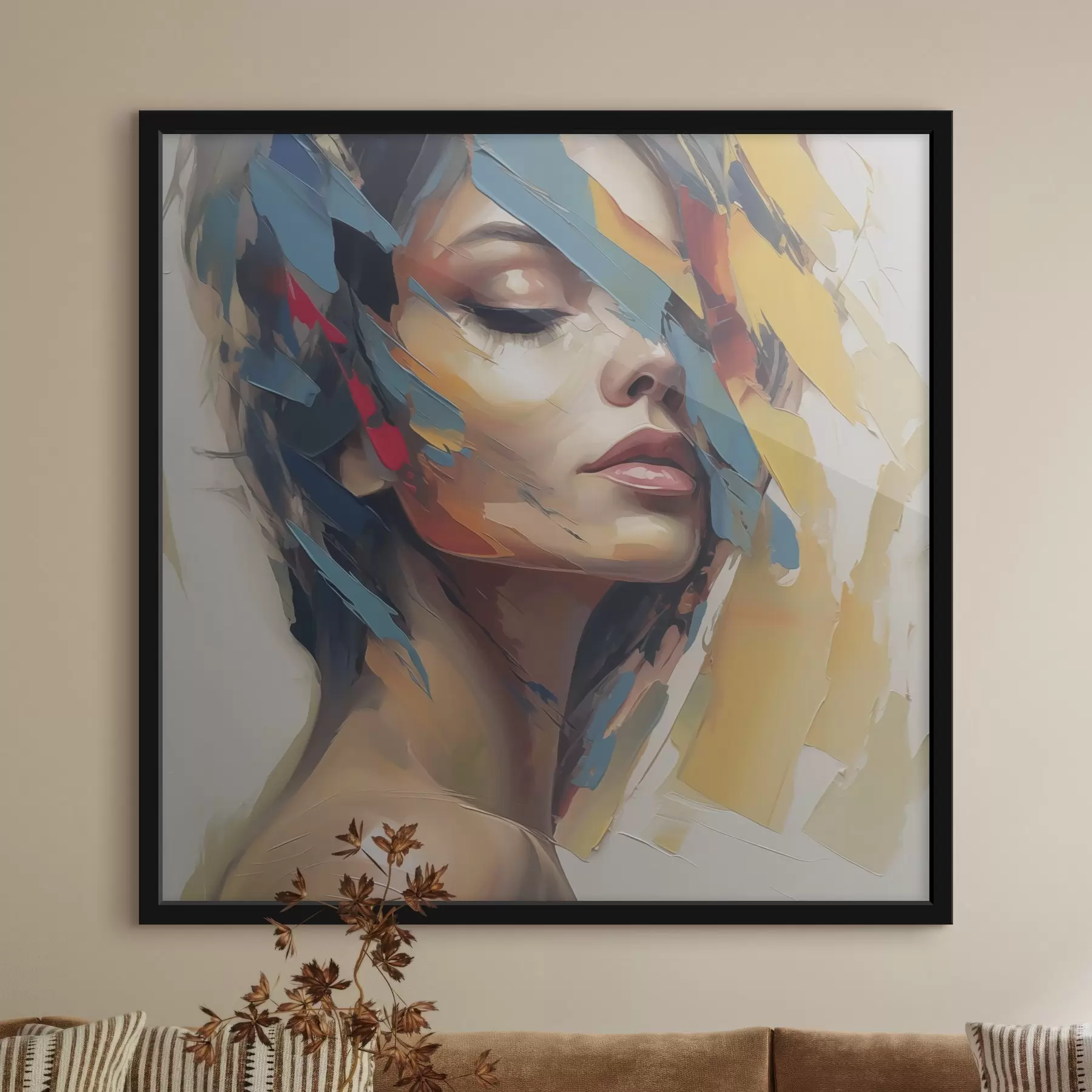 carta da parati Ritratto femminile astratto imitazione di dipinto nr. f46918