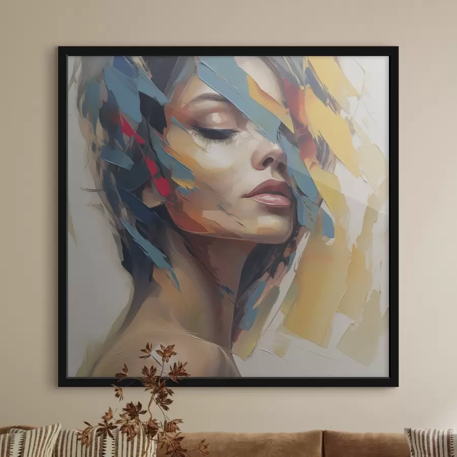 carta da parati Ritratto femminile astratto imitazione di dipinto nr. f46918