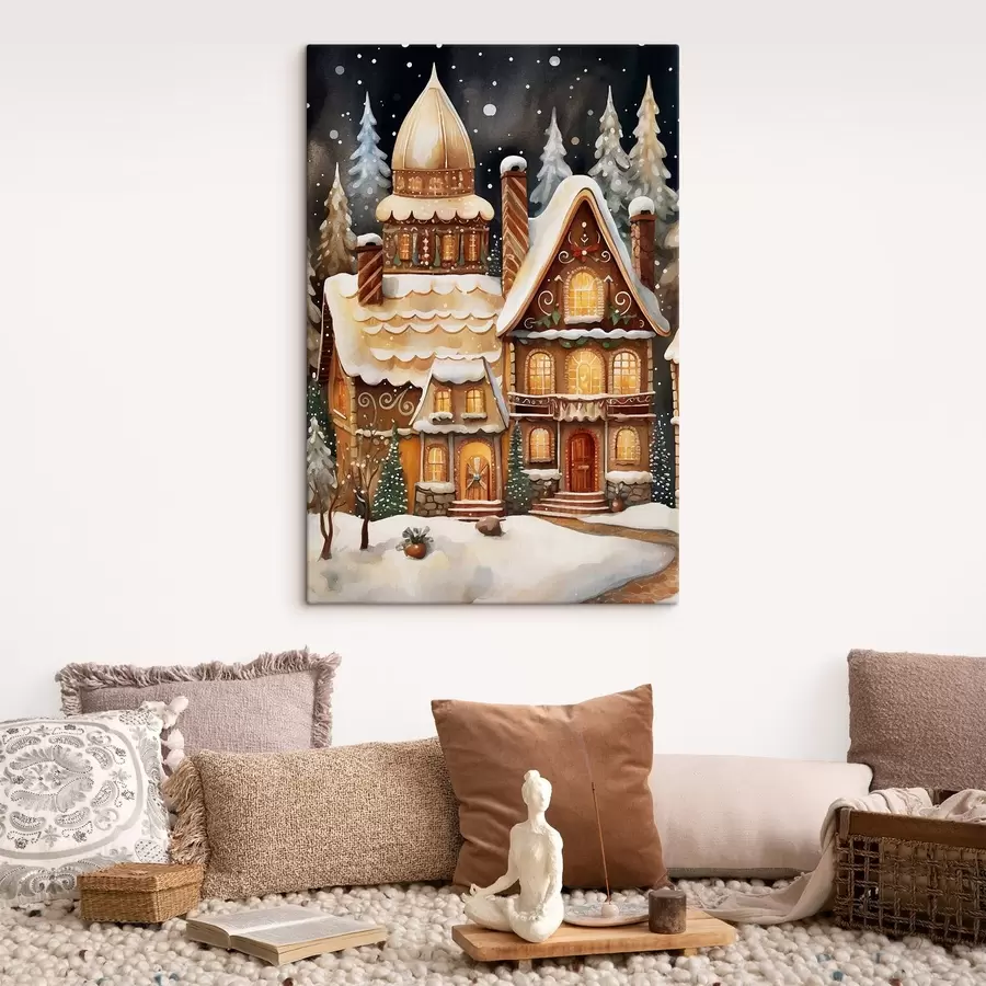 carta da parati Case innevate nella foresta nr. s46985