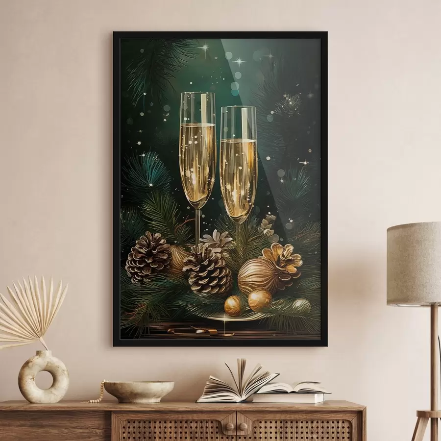 carta da parati Composizione di Capodanno, bicchieri da champagne nr. f46981