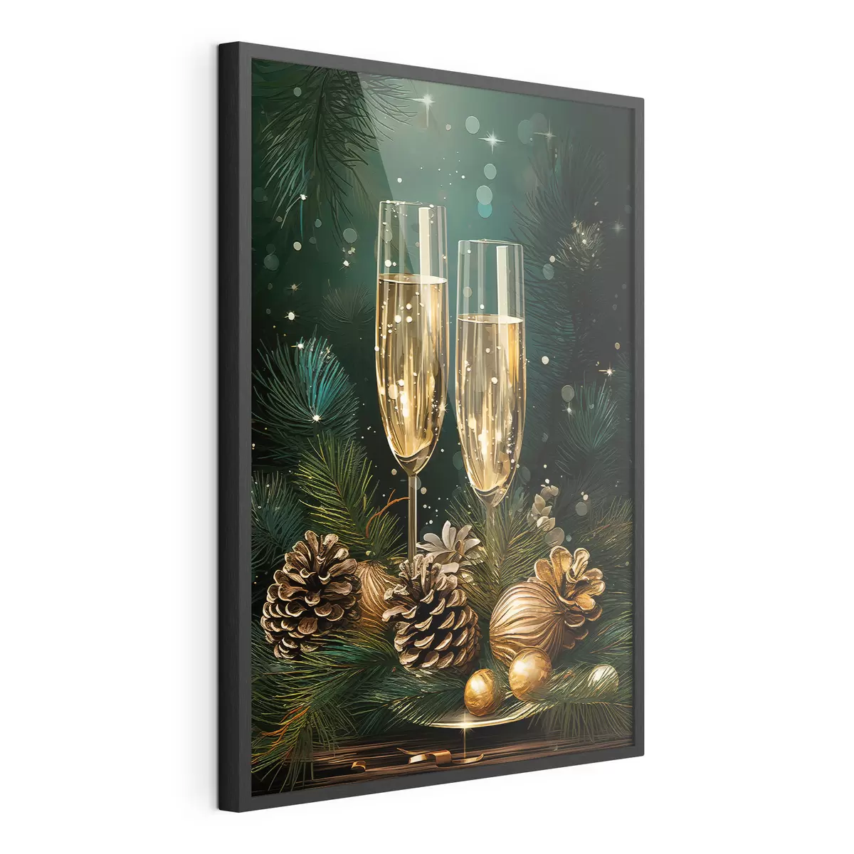 Poster Composizione di Capodanno, bicchieri da champagne f46981