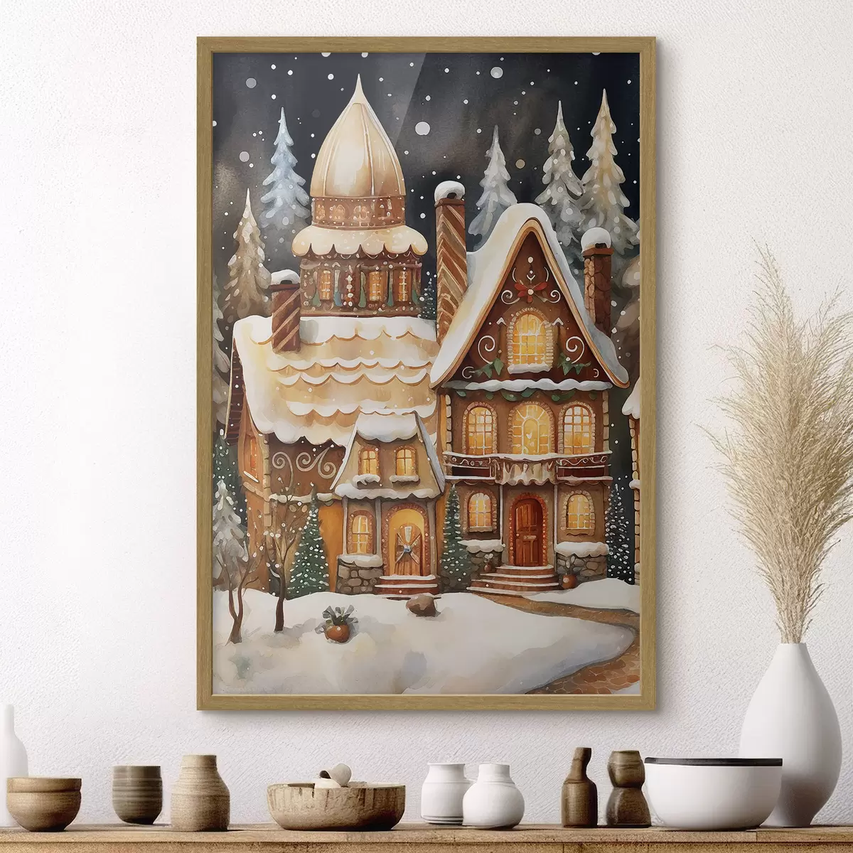 Poster Case innevate nella foresta f46985