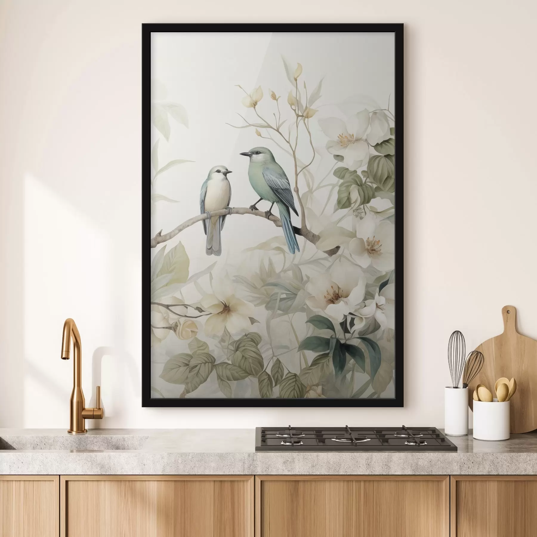 carta da parati Due uccelli sui rami di gelsomino nr. f46896