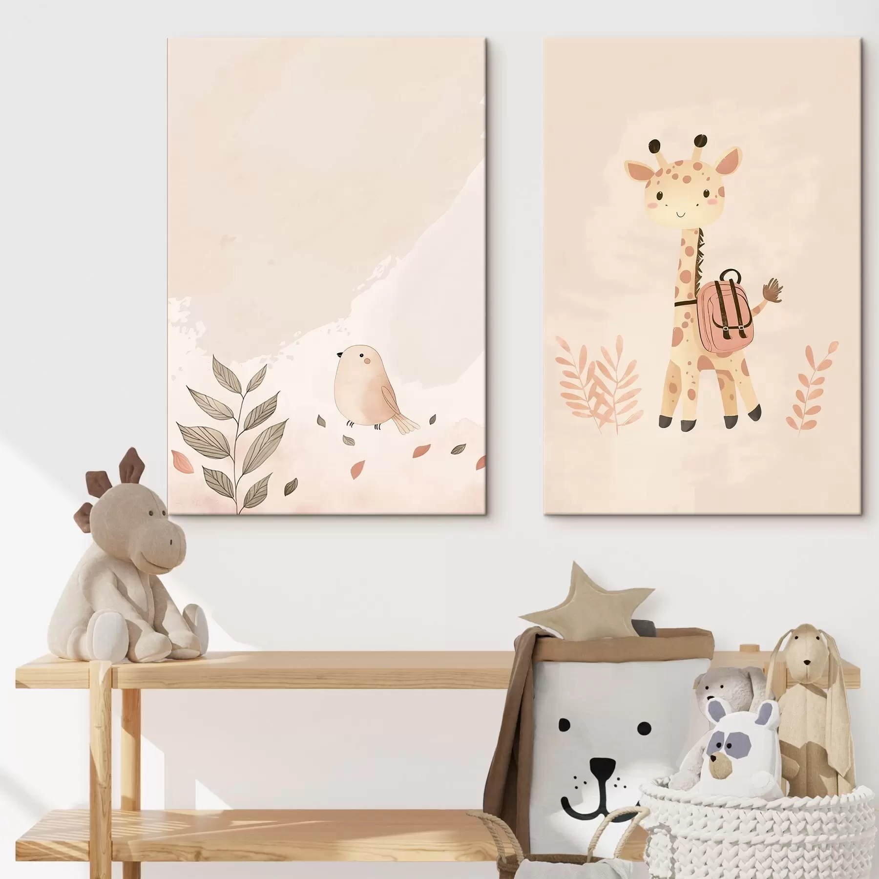 carta da parati Giraffa e uccello nr. m01148